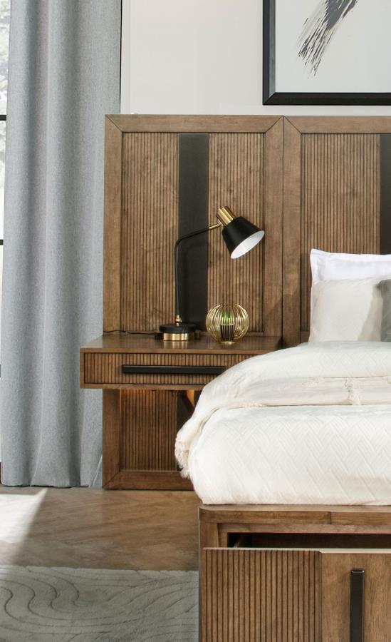 Terrace California King Wall Panel Storage Bed Ash Brown