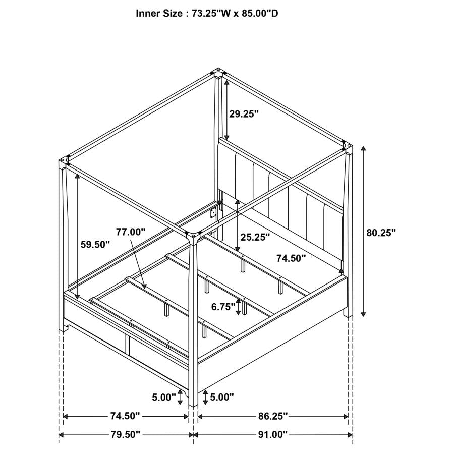 Gran Park California King Four Poster Canopy Bed Dark Cocoa