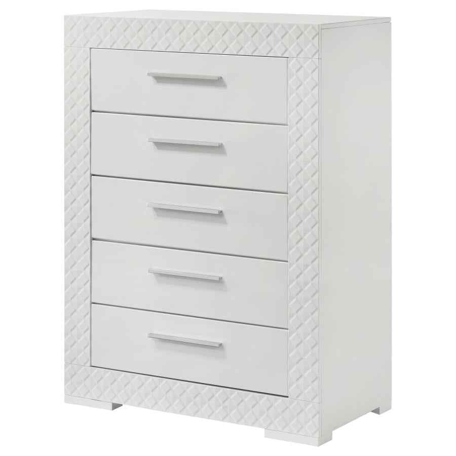Ives 5-drawer Bedroom Chest of Drawers White High Gloss