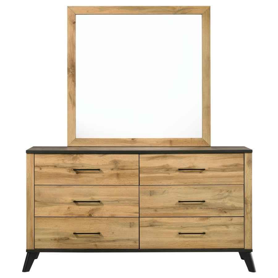 Kaywood 6-drawer Dresser and Mirror Natural Pine