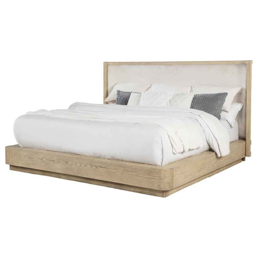 Kailani 52-inch Eastern King Wingback Bed Beige Oak