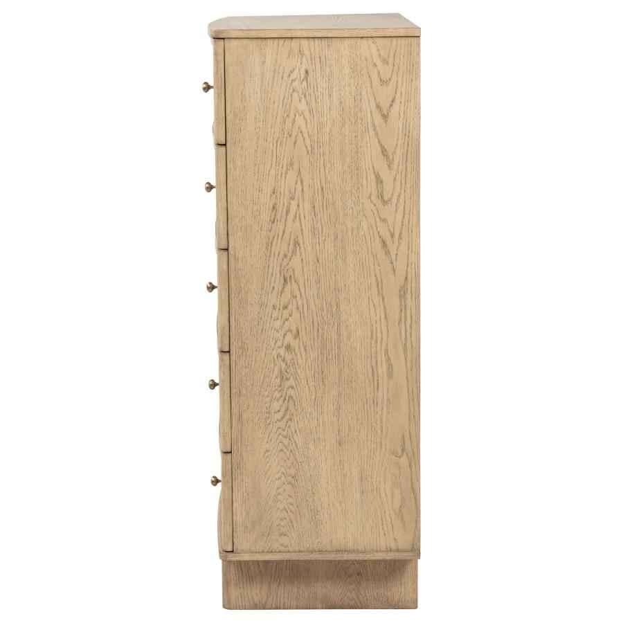 Kailani 5-drawer Bedroom Chest of Drawers Beige Oak - Home & Sleep Outlet