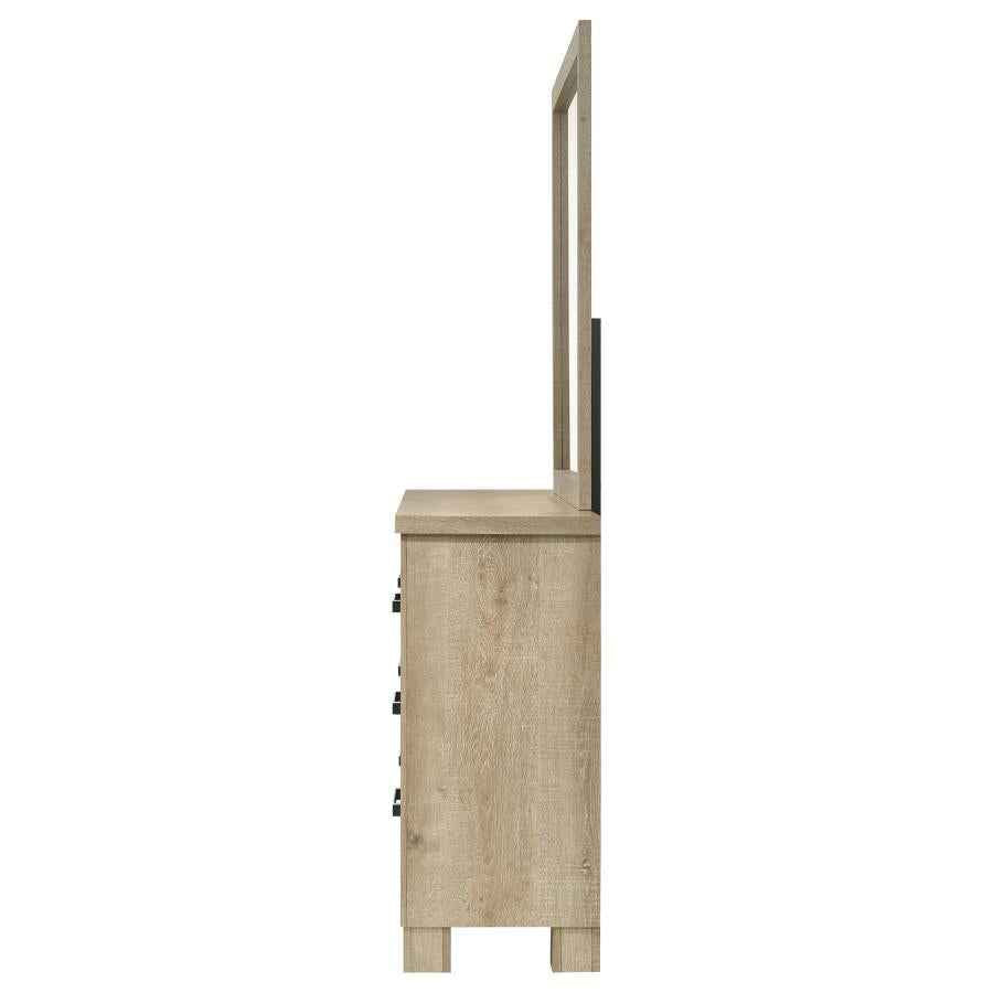 Oakglen 6-drawer Bedroom Dresser and Mirror Weathered Oak