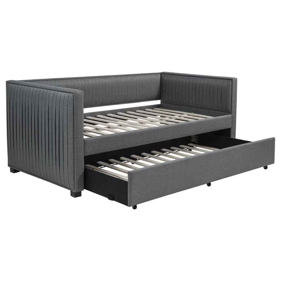 Brodie Upholstered Twin Daybed with Trundle Grey