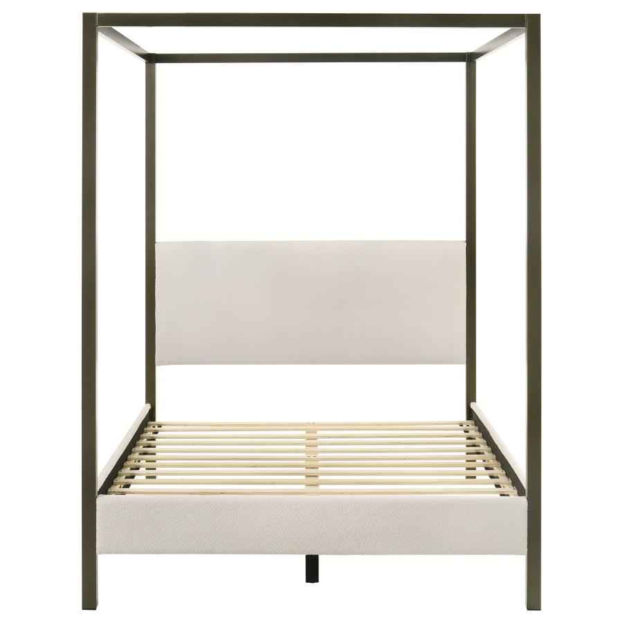 Monroe Upholstered Queen Canopy Bed Vanilla