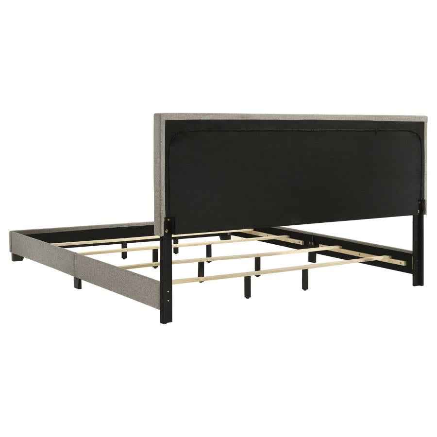 Dorian Fabric Upholstered Eastern King Panel Bed Taupe