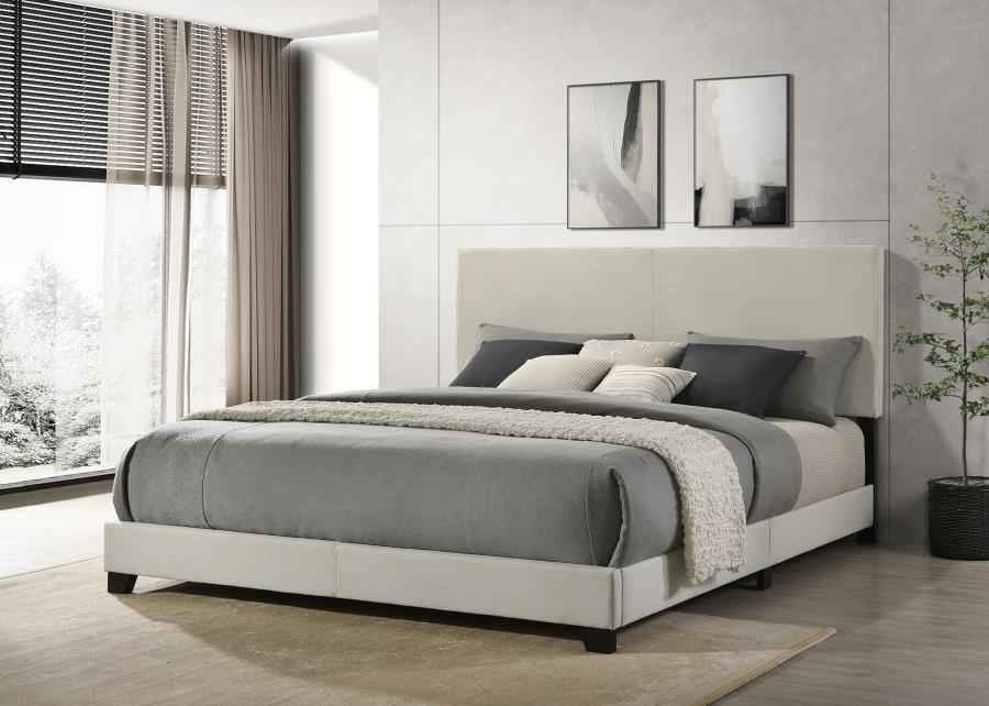 Dorian Fabric Upholstered Eastern King Panel Bed Cream