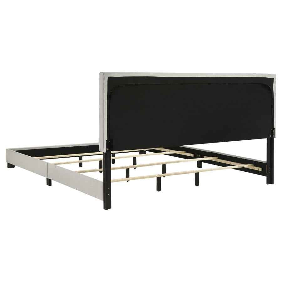 Dorian Fabric Upholstered California King Panel Bed Cream