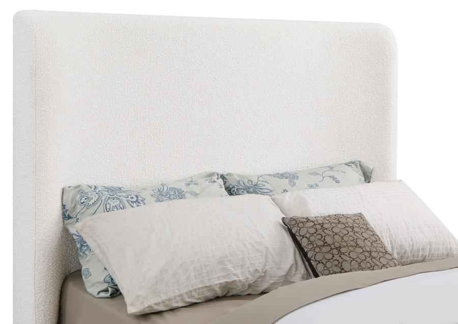 Nala Queen Bouclé Upholstered Platform Bed Cream