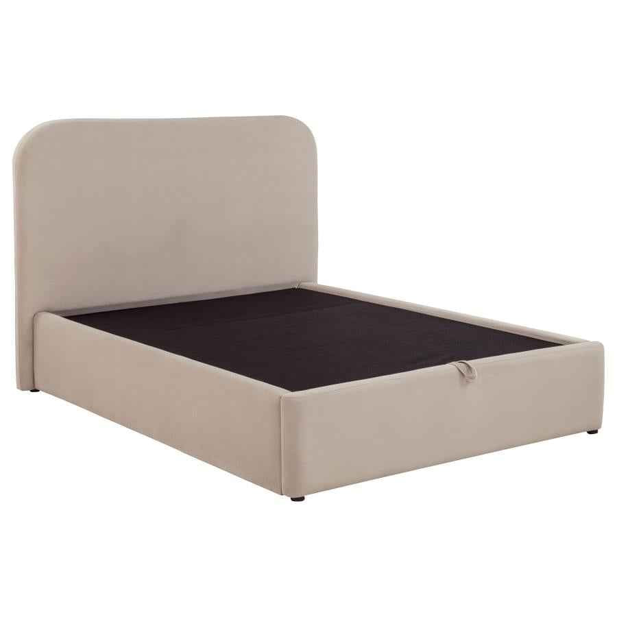 Anders Upholstered Full Storage Lift Platform Bed Beige - Home & Sleep Outlet