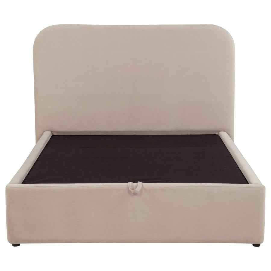 Anders Upholstered Full Storage Lift Platform Bed Beige - Home & Sleep Outlet