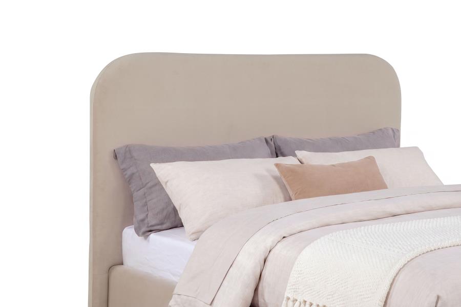 Anders Upholstered Full Storage Lift Platform Bed Beige - Home & Sleep Outlet