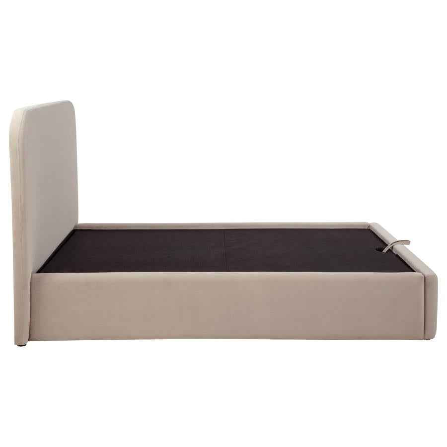 Anders Upholstered Queen Storage Lift Platform Bed Beige - Home & Sleep Outlet