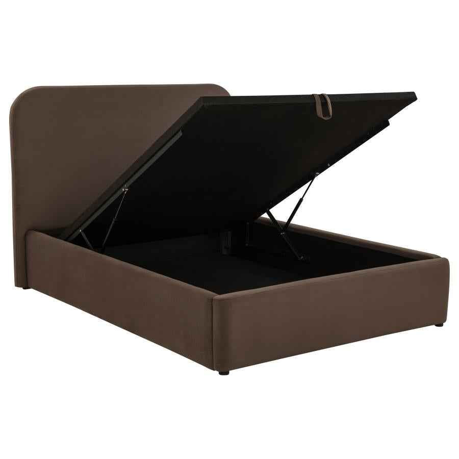 Anders Upholstered Full Storage Lift Platform Bed Chocolate - Home & Sleep Outlet