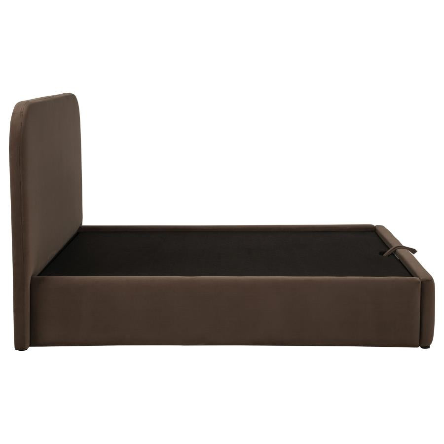Anders Upholstered Full Storage Lift Platform Bed Chocolate - Home & Sleep Outlet