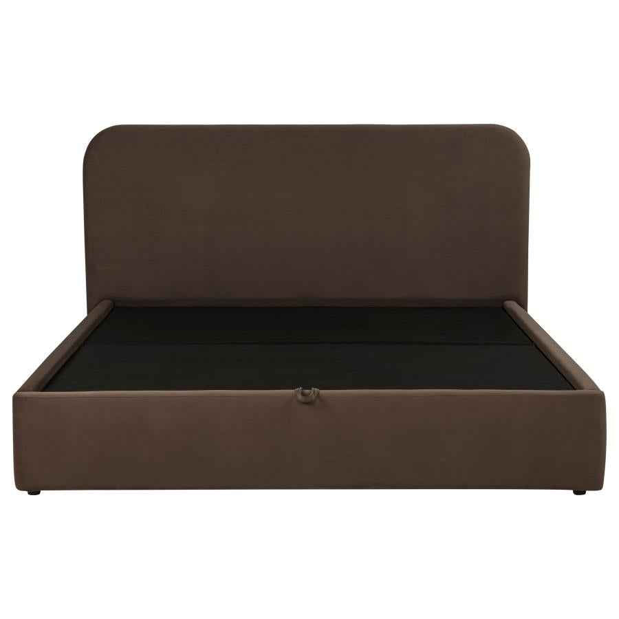 Anders Upholstered Eastern King Storage Lift Platform Bed Chocolate - Home & Sleep Outlet