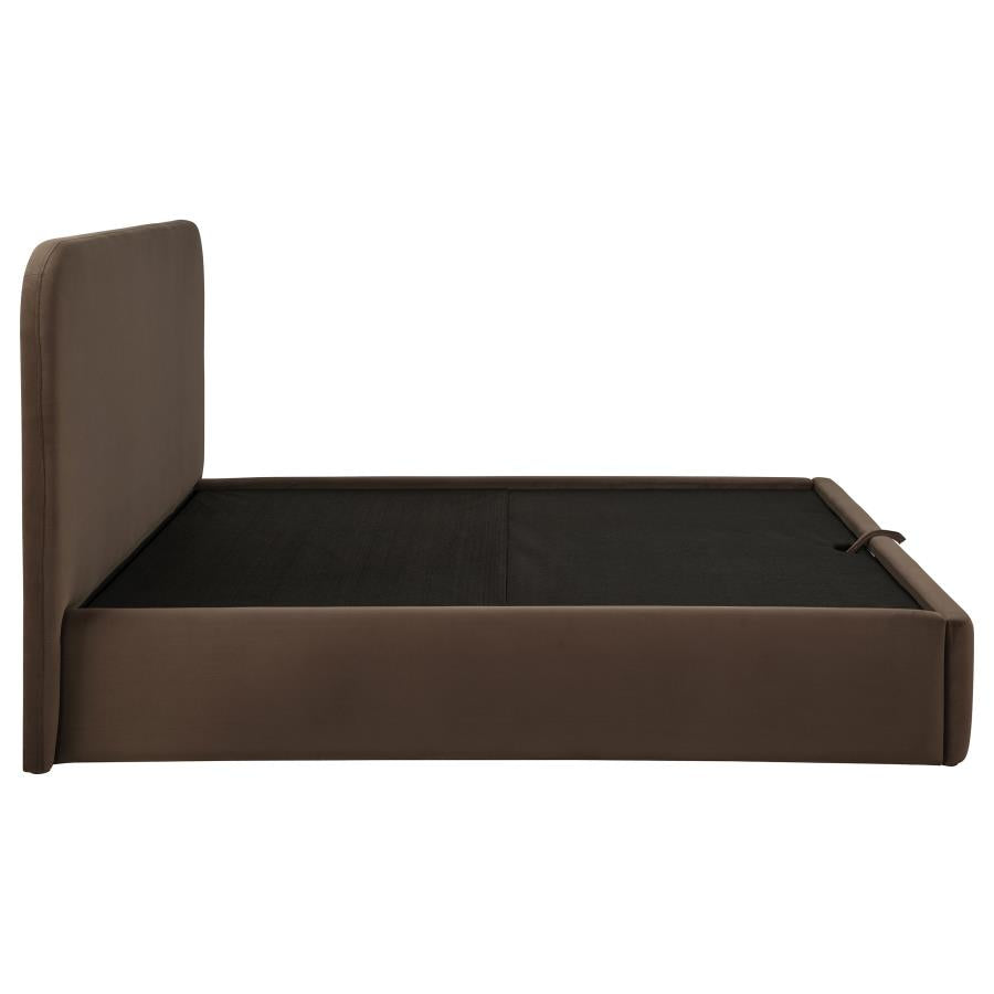 Anders Upholstered Eastern King Storage Lift Platform Bed Chocolate - Home & Sleep Outlet