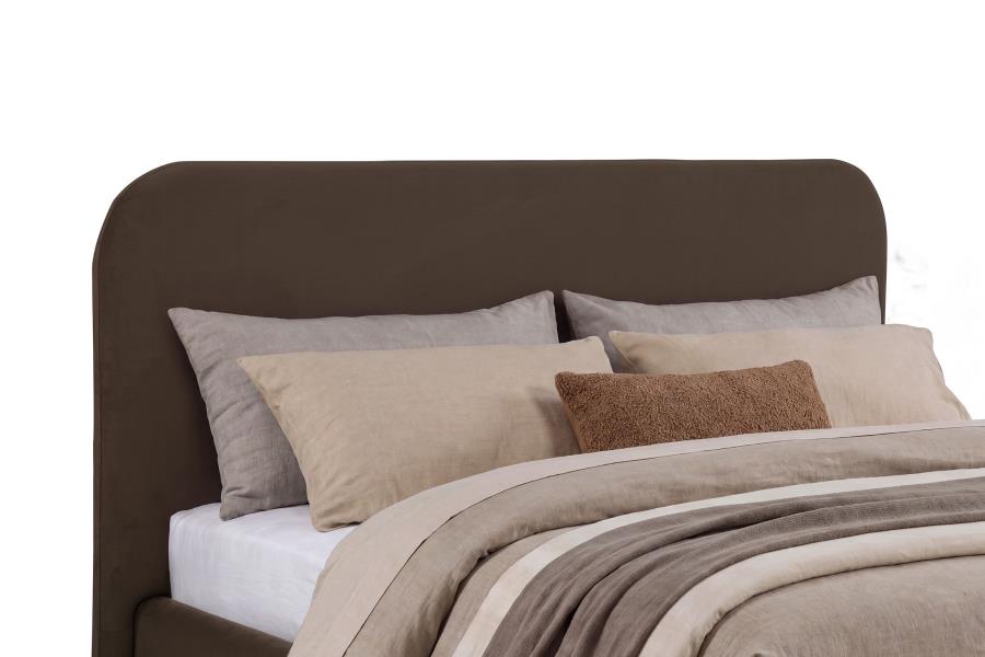 Anders Upholstered Eastern King Storage Lift Platform Bed Chocolate - Home & Sleep Outlet