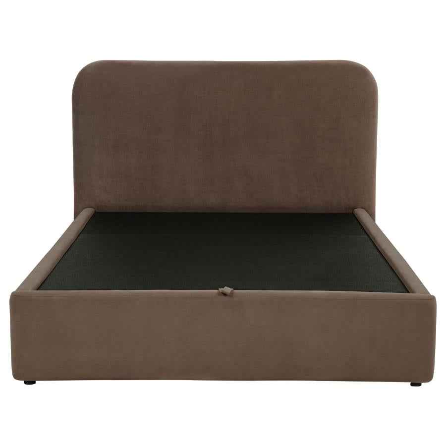 Anders Upholstered Queen Storage Lift Platform Bed Chocolate - Home & Sleep Outlet