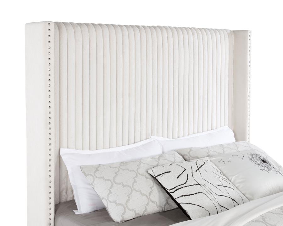 Natasha 65-inch Upholstered California King Bed Cream - Home & Sleep Outlet