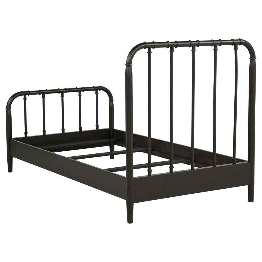 Rocco All Wood Water Pipe Open Frame Twin Bed Dark Bronze