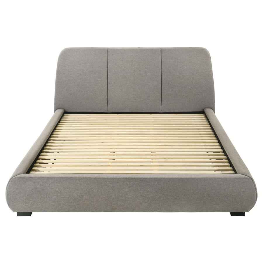 Mokena 46-inch Upholstered Eastern King Platform Bed Taupe