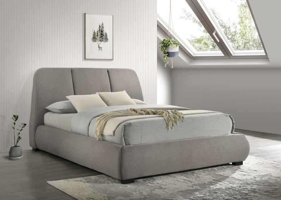 Mokena 46-inch Upholstered Queen Platform Bed Taupe
