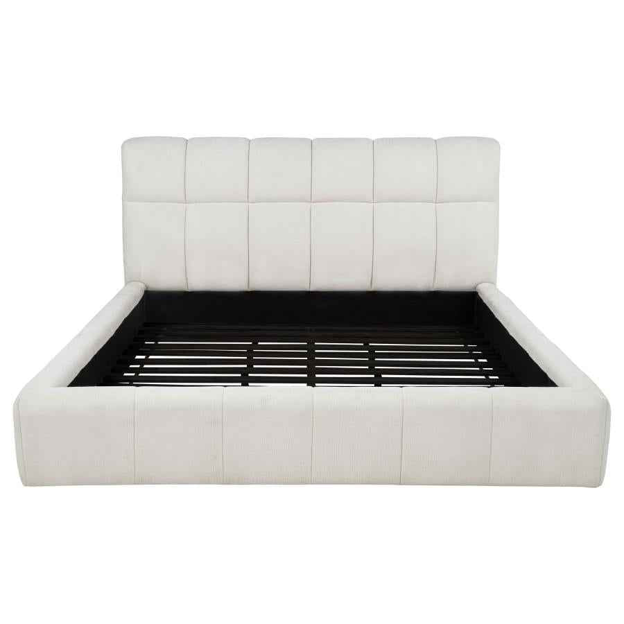 Nollet 48-inch Upholstered Eastern King Platform Bed Cream