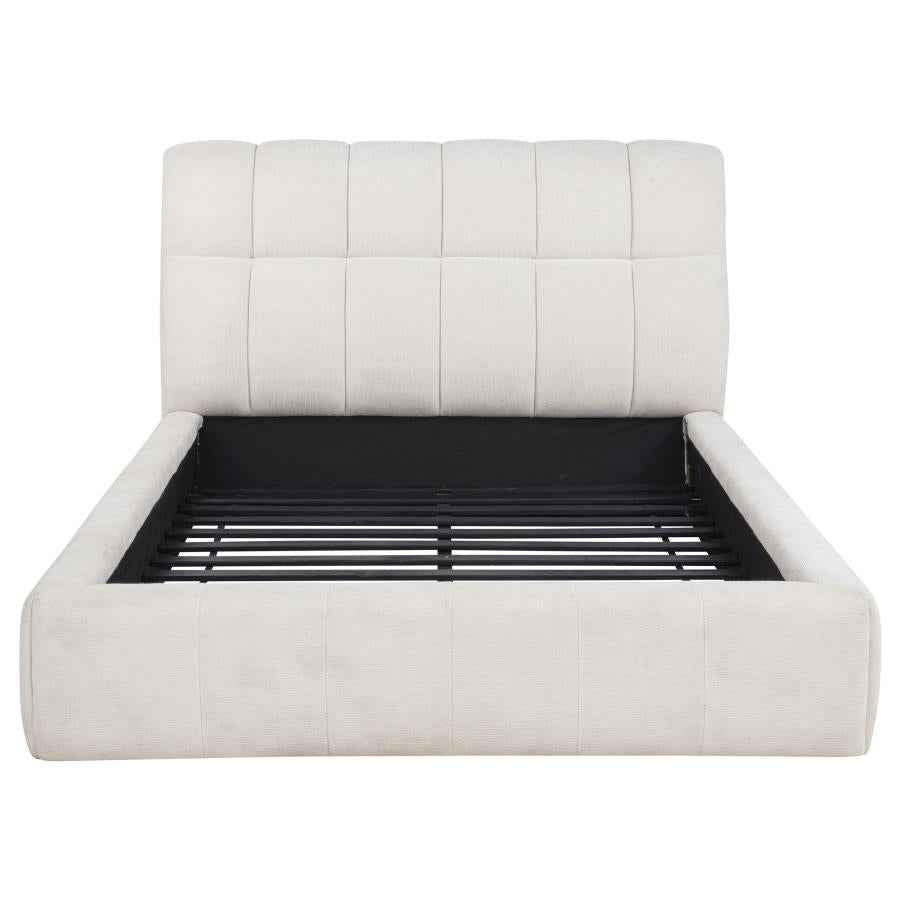 Nollet 48-inch Upholstered Queen Panel Platform Bed Cream