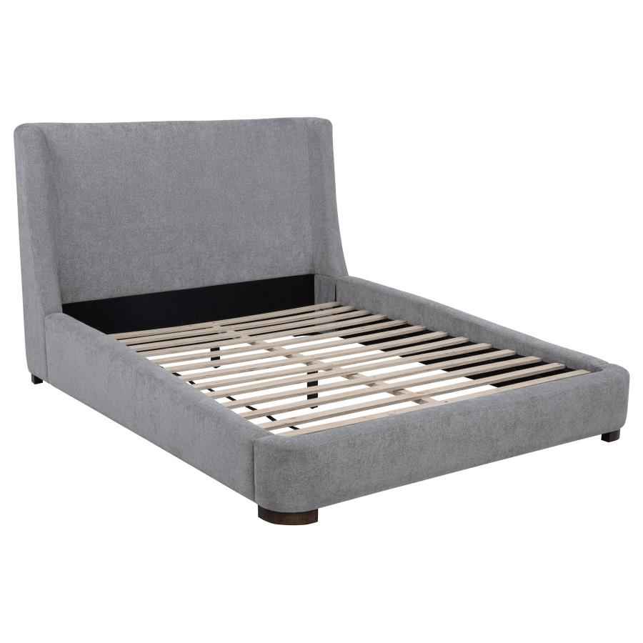 Rennes Upholstered Queen Wingback Platform Bed Grey