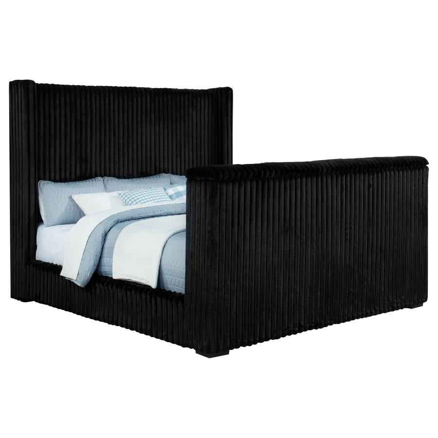 Centergrove Upholstered California King Wingback TV Bed Black