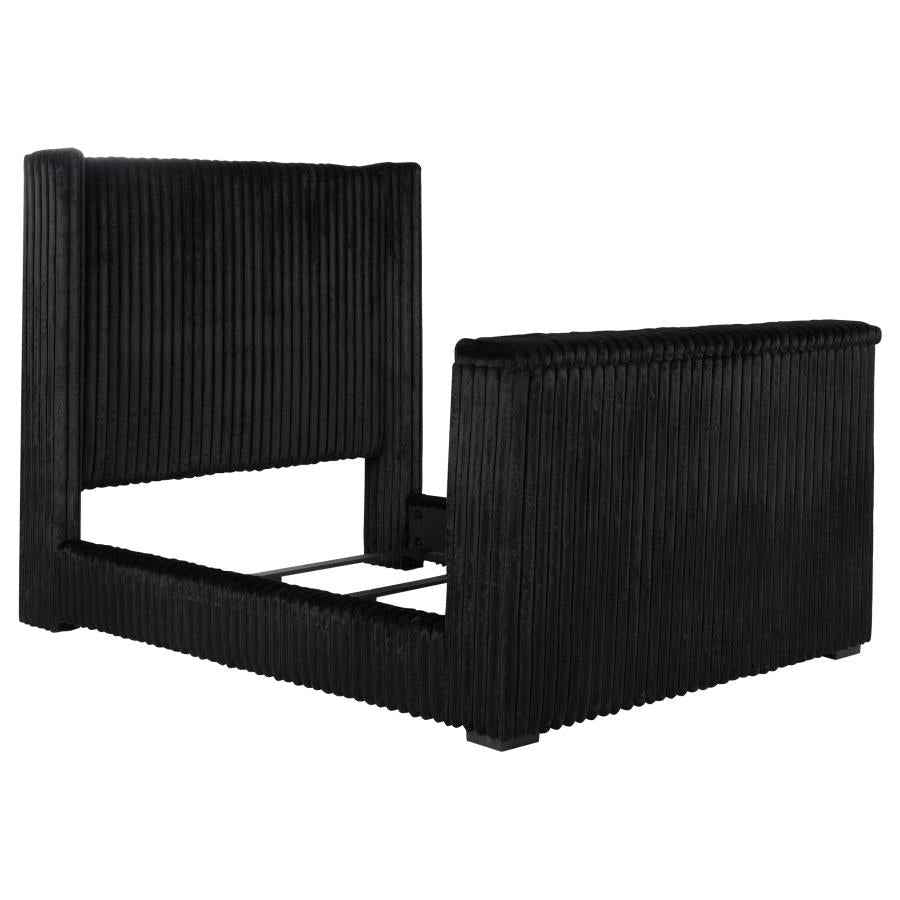 Centergrove Upholstered Queen Wingback TV Bed Black