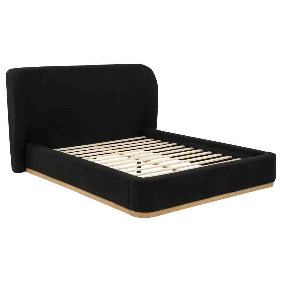 Blaire Upholstered Queen Wingback Platform Bed Black
