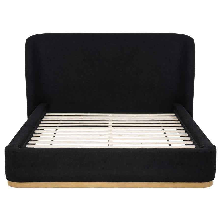 Blaire Upholstered Queen Wingback Platform Bed Black