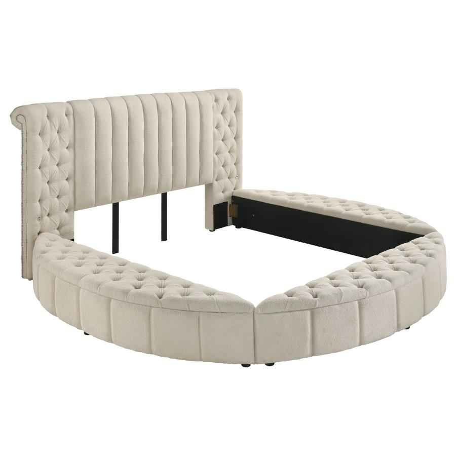 Sonya 5-piece Upholstered Eastern King Bedroom Set Ivory