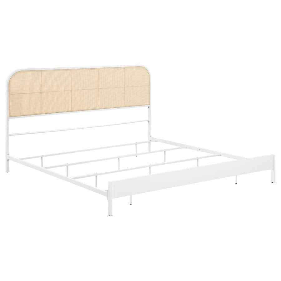 Amherst Radio Weave Rattan Metal Eastern King Bed White - Home & Sleep Outlet