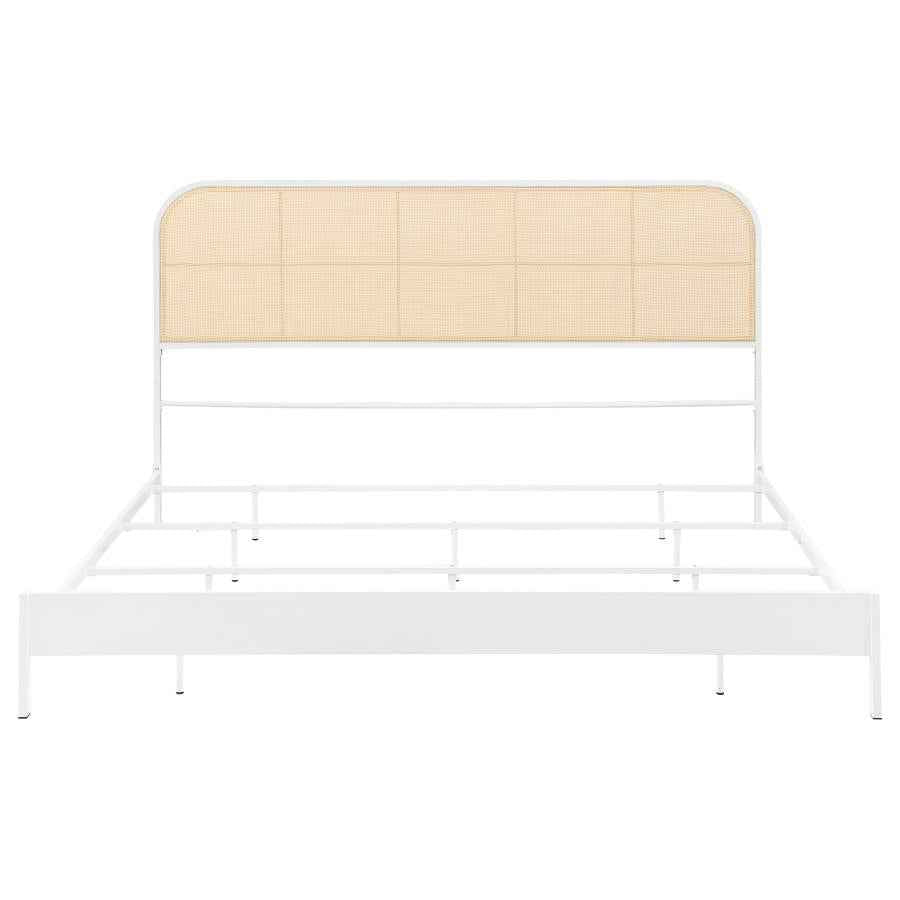 Amherst Radio Weave Rattan Metal Eastern King Bed White - Home & Sleep Outlet