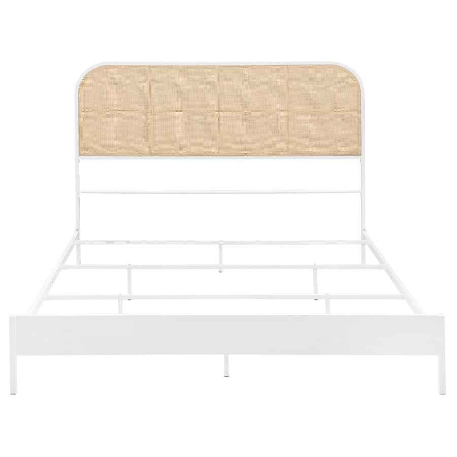 Amherst Radio Weave Rattan Metal Queen Bed White - Home & Sleep Outlet