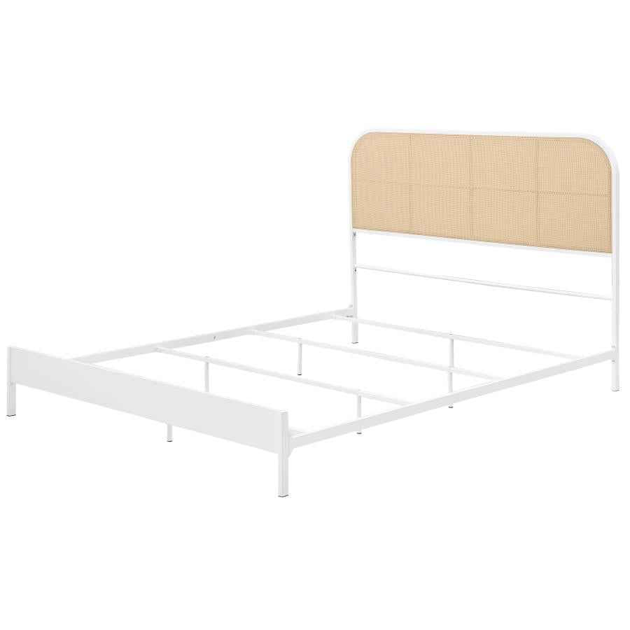 Amherst Radio Weave Rattan Metal Queen Bed White - Home & Sleep Outlet