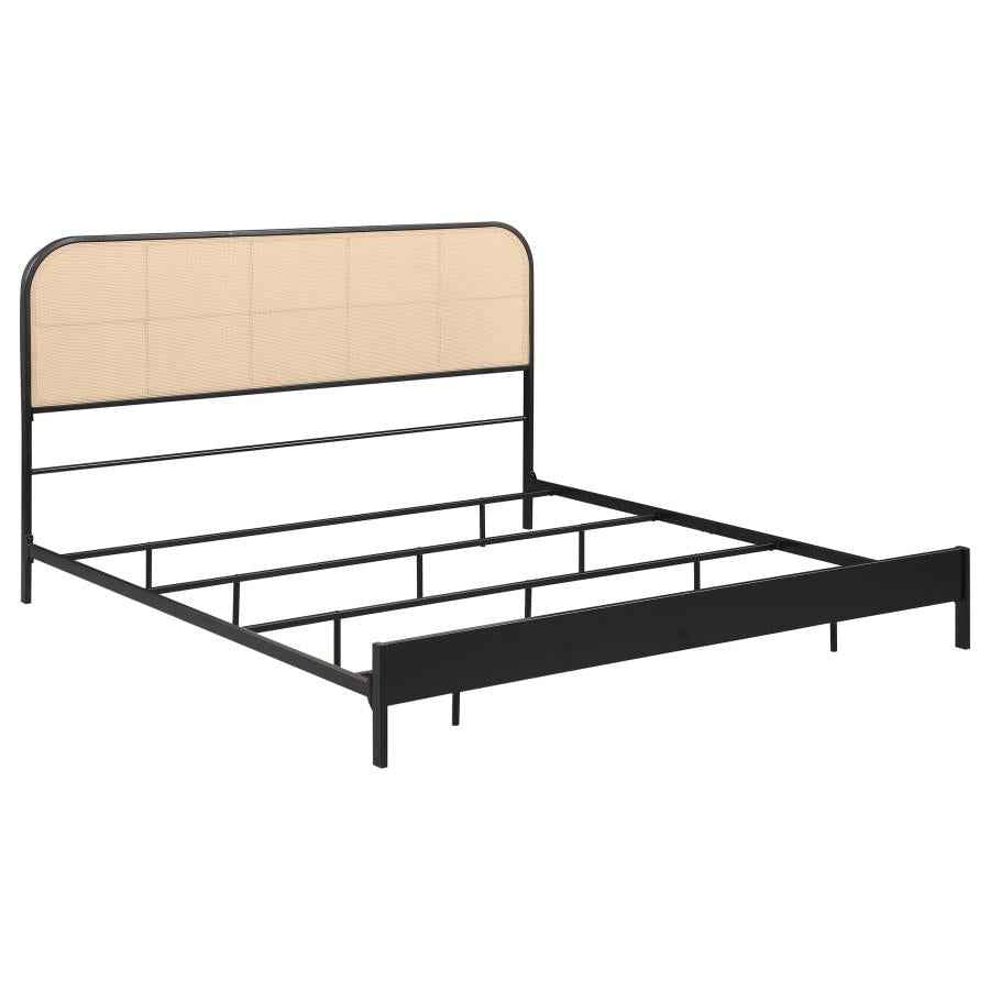 Amherst Radio Weave Rattan Metal Eastern King Bed Black - Home & Sleep Outlet