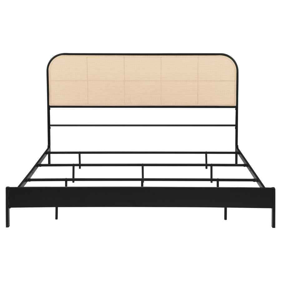 Amherst Radio Weave Rattan Metal Eastern King Bed Black - Home & Sleep Outlet
