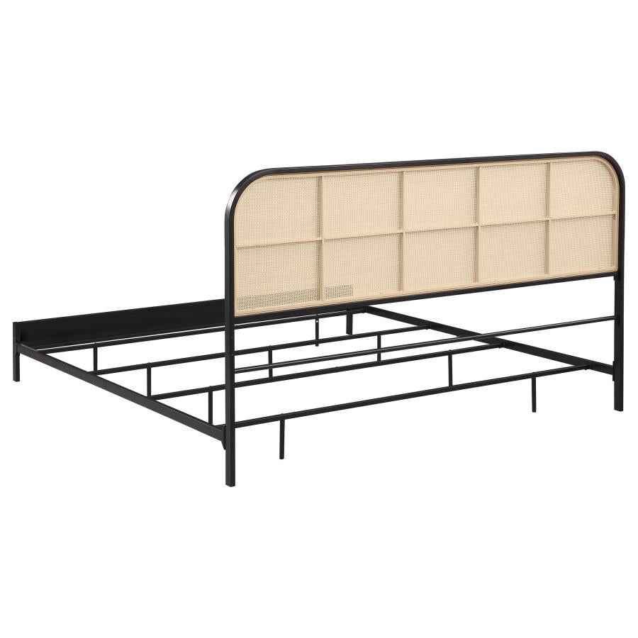 Amherst Radio Weave Rattan Metal Eastern King Bed Black - Home & Sleep Outlet