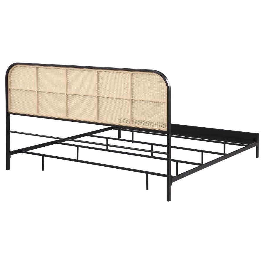 Amherst Radio Weave Rattan Metal Eastern King Bed Black - Home & Sleep Outlet