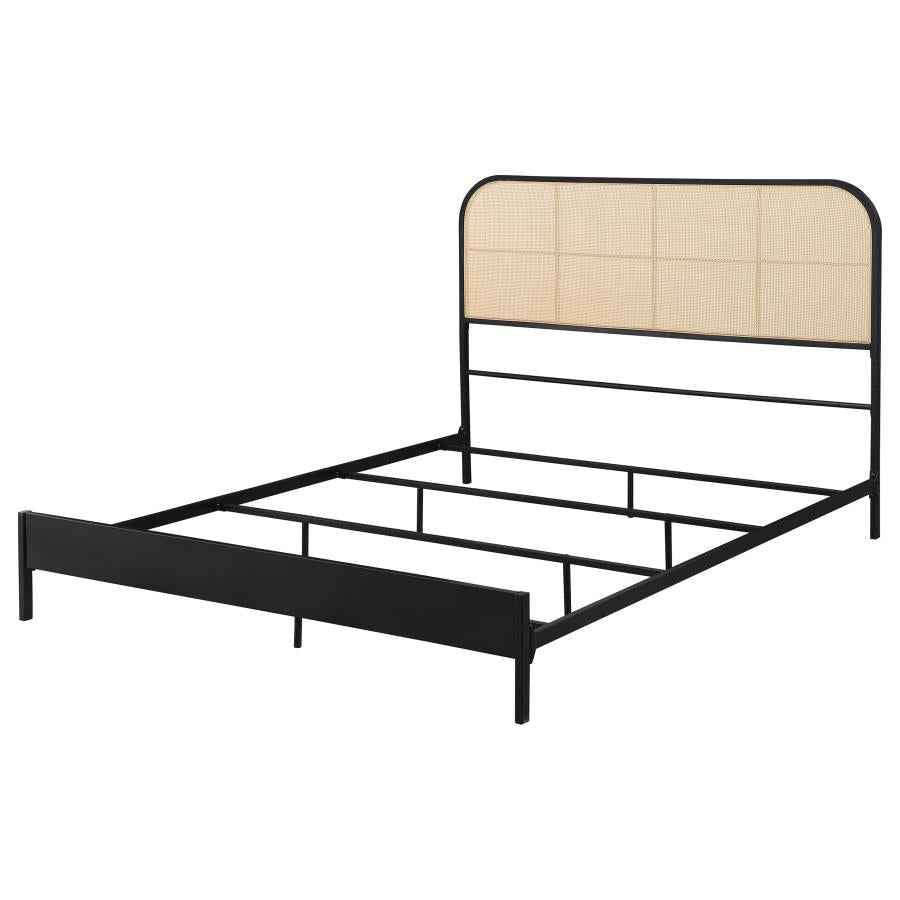 Amherst Radio Weave Rattan Metal Queen Bed Black - Home & Sleep Outlet
