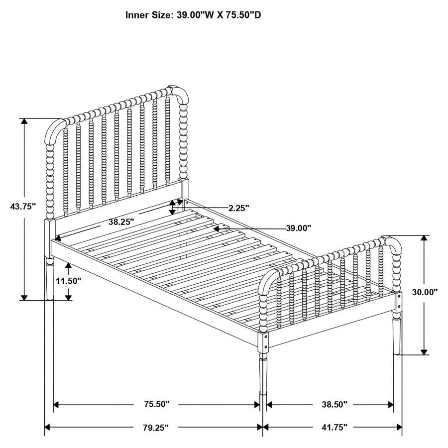 Jones Wood Twin Open Frame Bed White - Home & Sleep Outlet
