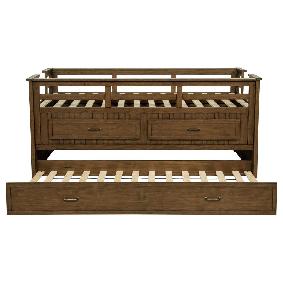 Carlsbad Wood Twin Captains Bed With Trundle Medium Brown - Home & Sleep Outlet