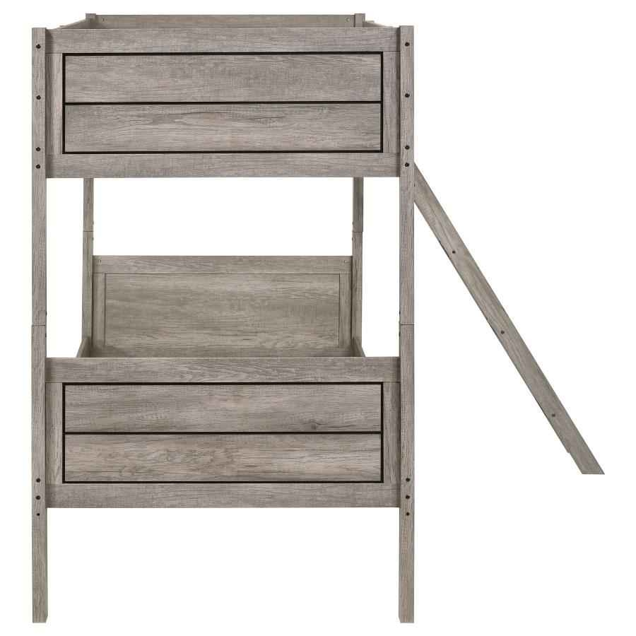 Ryder Wood Twin Over Twin Bunk Bed Weathered Taupe - Home & Sleep Outlet
