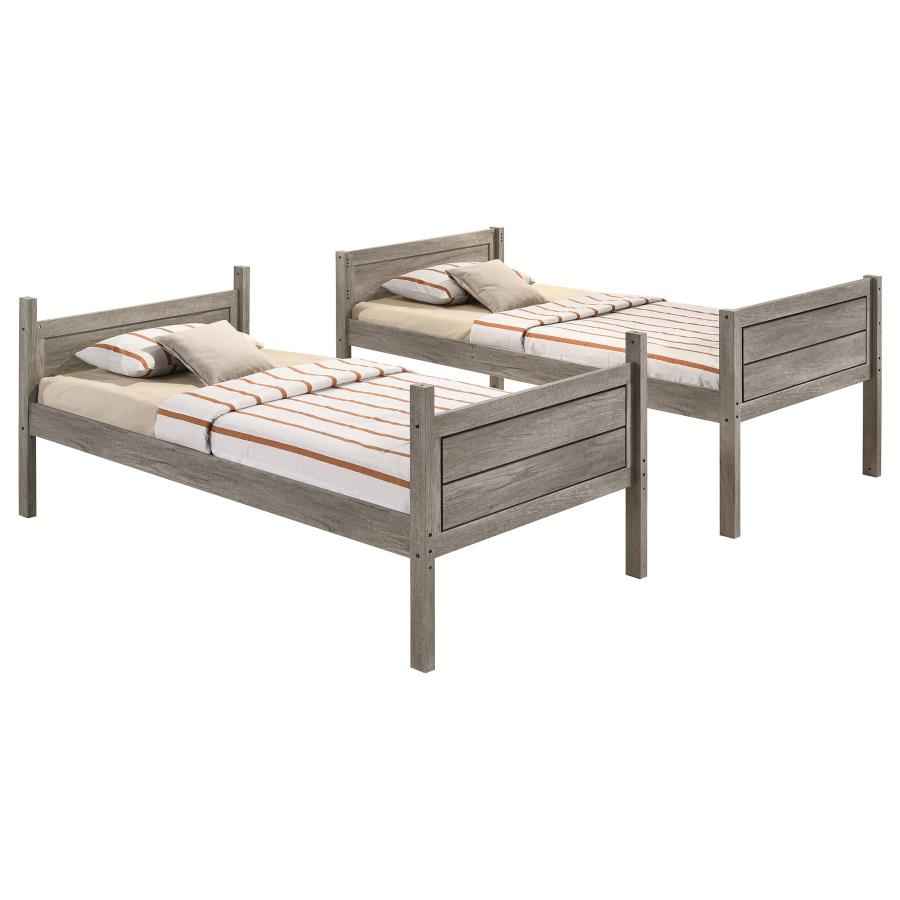 Ryder Wood Twin Over Twin Bunk Bed Weathered Taupe - Home & Sleep Outlet