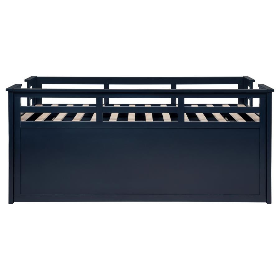 Carlsbad Wood Twin Captains Bed With Trundle Navy Blue - Home & Sleep Outlet