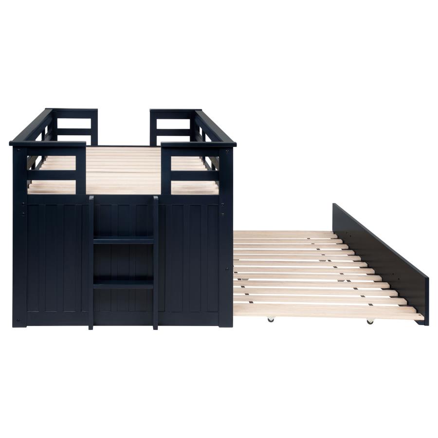 Carlsbad Wood Twin Captains Bed With Trundle Navy Blue - Home & Sleep Outlet